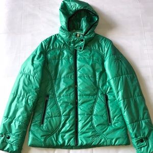 Green puffer jacket